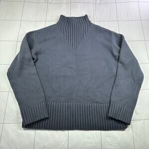 Haven Well Within Sweater Womens Small Gray Blue Turtleneck Ribbed Knit Luxe New